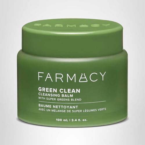 Farmacy Makeup Remover Cleansing Balm - Green Clean Waterproof Makeup Remover Balm + Oil Cleanser for Face - Gently Melts Make Up + SPF - Hydrates + Softens Skin with Super Greens + Papaya (100ml)