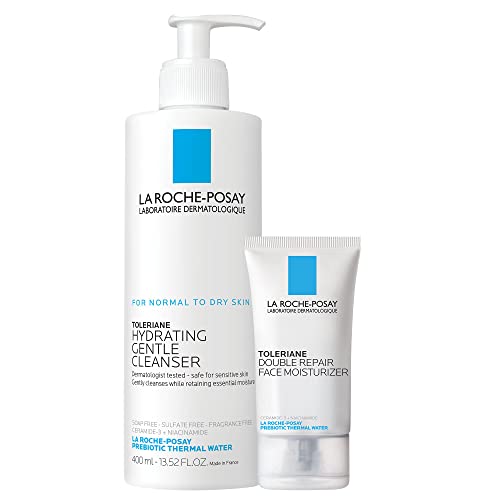 La Roche-Posay Toleriane Hydrating Gentle Facial Cleanser, Daily Face Wash with Ceramide and Niacinamide for Normal to Dry Sensitive Skin, Oil-Free, Fragrance Free