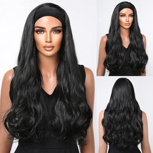 testar Headband Wig Black Wigs for Women Long Loose Body Wave Curly Wig Synthetic Hair Natural Color