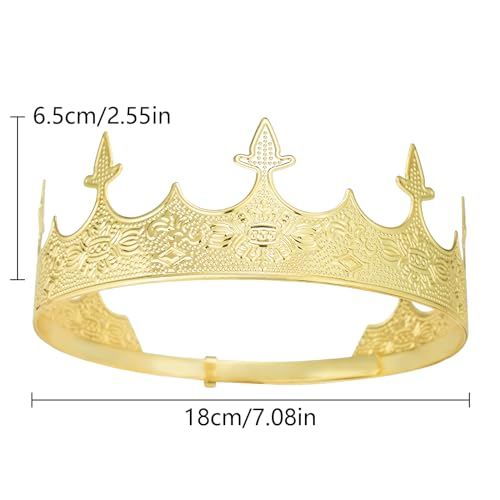 Generic King Crowns Metal Hair Band for Men Gold Crowns and Tiara for Theme Birthday Party Costume Accessories (Gold)