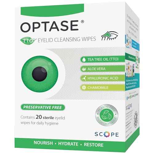 OPTASE Tea Tree Oil Eyelid Cleansing Wipes, Box of 20