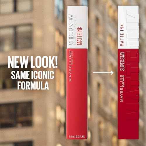 Maybelline Super Stay Matte Ink Liquid Lipstick Makeup, Long Lasting High Impact Color, Up to 16H Wear, Exhilarator, Ruby Red, 1 Count, Packaging May Vary