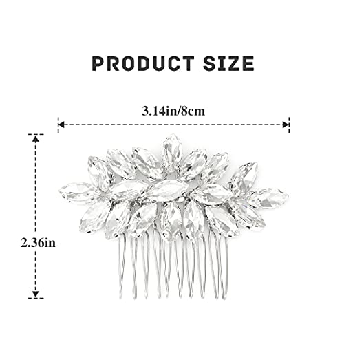 Unicra Rhinestone Bride Wedding Hair Comb Crystal Bridal Hair Piece Bridesmaids Hair Accessories for Women Prom Party Hair Clips (A-Silver)