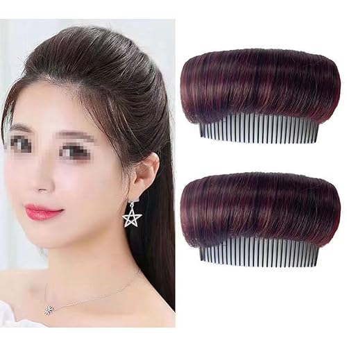 Wig Fluffy Hair Pad Hair Bun Invisible False Hair Clip Bump It Up Volume Hair Base Insert Hair Styler Accessories for Women 2 pcs Burgundy