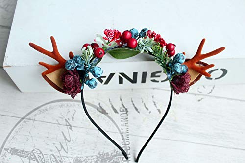 Fxaelian Christmas Elk Deer Fawn Horn Headband Reindeer Anlters Headbands Headpiece Hair Accessories Christmas Party Supplies Toys Gift Halloween Cosplay Supplies for Women Girls Boys