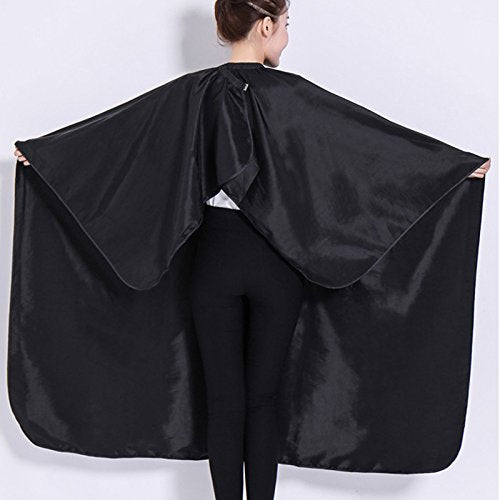 OLizee Hair Cut Hairdressing Cape Cloth Apron Stretch Out Hand Waterproof Salon Barber Gown 57 x 63", (Black)