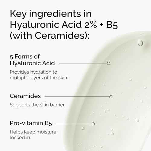 The Ordinary Hyaluronic Acid 2% + B5 (with Ceramides), Multi-Depth Hydration Serum for Plumper, Smoother Skin