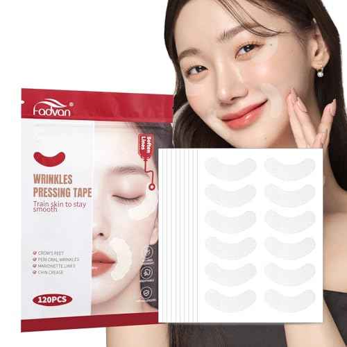 FADVAN Facial Wrinkle Patches ? Overnight Smile Line Patches ? Anti Wrinkle Patches for Forehead, Eyes & Lips ? Face Tape for Wrinkles Overnight (120Pcs, Curve)