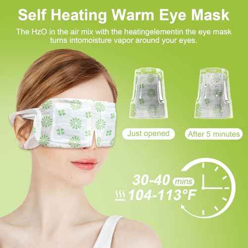 20 PCS Steam Eye Masks wormwood Heated Eye Mask Self Heating for Eyes, Disposable Warming Eye Mask for Sleep, Unscented Scent Eye Steam Mask for Spa/Travel, Stress Relif & Relaxation Gifts for Women