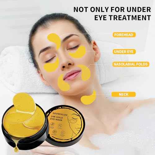 Under Eye Patches For Puffy Eyes 70PCS, 24K Gold Eye Mask For Dark Circles and Puffiness, Under Eye Mask Patches Skincare, Eye Gel Pads, Eye Patches For Wrinkles, Puffy Eyes Bags Treatment Women Men