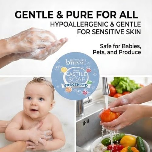 Brittanie's Pure Organic Castile Liquid Olive Oil Soap - Unscented Refill, 1 Gallon | Vegan, Biodegradable, Multi-Purpose Cleaner