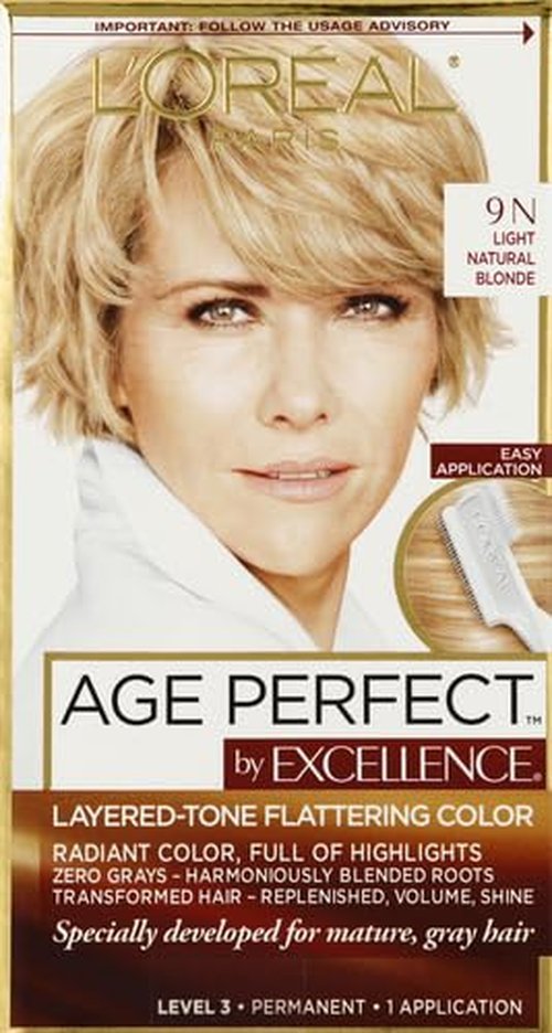 L'Oreal Paris Age Perfect Hair Color - 9N Light Natural Blonde | Long-Lasting, 1 Kit