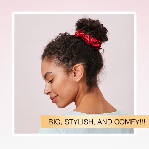 Scunci by Conair The Original Scrunchie hair accessories - hair accessories for women - Jumbo Size in Washable Black Nylon Silk- 1 Count