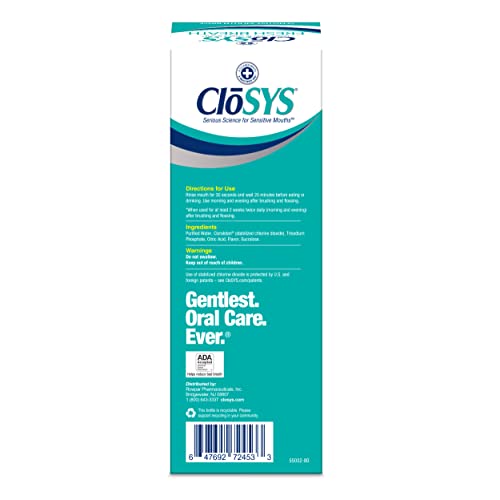 CloSYS Sensitive Mouthwash, 32 Ounce, Gentle Mint, Alcohol Free, Dye Free, pH Balanced, Helps Soothe Mouth Sensitivity, Fights Bad Breath