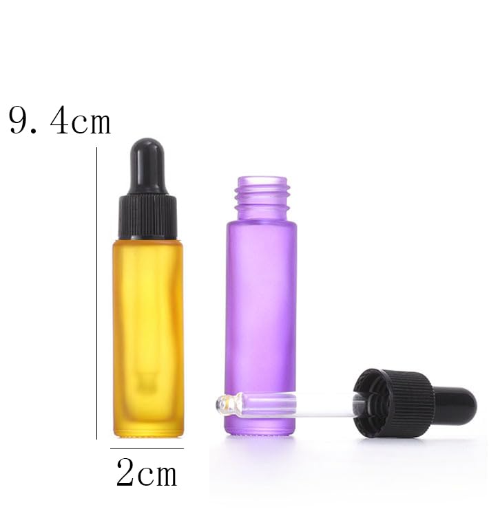 YORROR 10 Pcs 10ml Frosted Black Glass Essential Oil Dropper Bottle,Empty Refillable Dropper Bottle With Glass Eye Dropper for Massage Oils,Aromatherapy,Perfume,Cosmetic Liquid