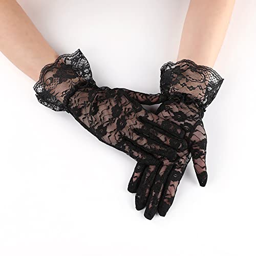 Malaxlx 3 Pairs Womens Long Lace Gloves Elbow Length Fingerless Lace Gloves Bridal Gloves for Wedding Opera Party