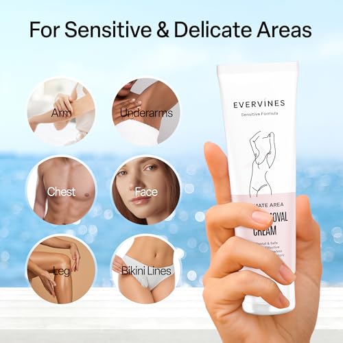 Evervines hair removal cream for women: whole body intimate bikini line face leg underarm area depilatory - home travel use with scraper (4.2oz).
