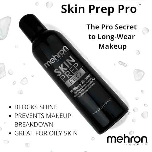 Mehron Makeup Skin Prep Pro Mattifying Skin Toner | Long Lasting Pre-Makeup Primer 4 fl oz (120 ml)