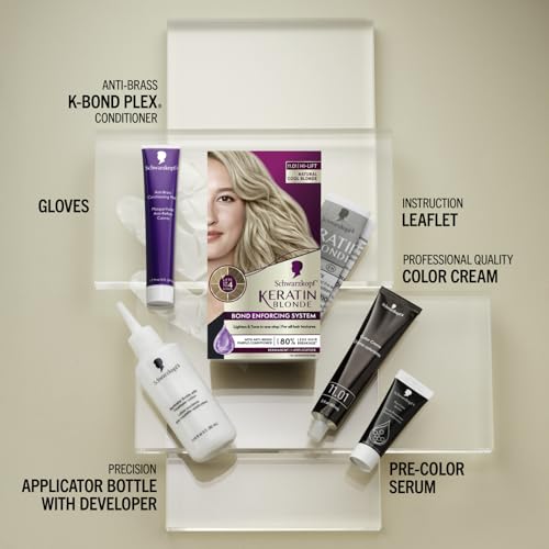 Schwarzkopf Keratin Permanent Hair Dye Cream, 6.83 Light Brown, Professional Quality Color for Up to 100% Gray Coverage, Bond Enforcing System