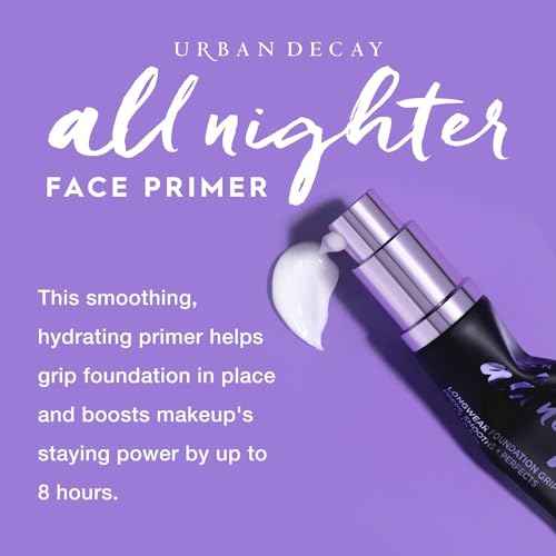 Urban Decay All Nighter Longwear Face Primer - Smoothing & Hydrating Base for Foundation Face Makeup, Sheer & Lightweight, Helps Smooth & Even Skin, For All Skin Types, Paraben-free, Vegan