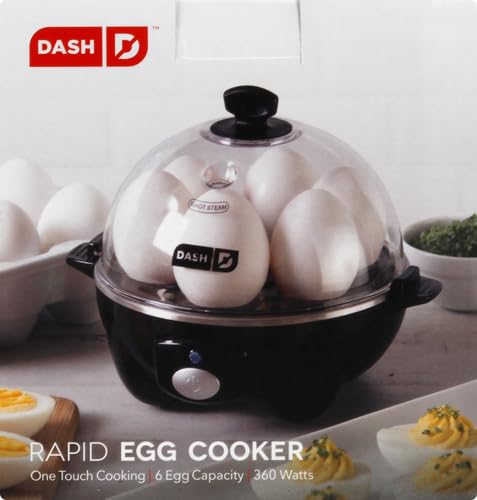 Dash Rapid Egg Cooker - Boiler, Poacher & Steamer - Includes Measuring & Recipe Guide - Dishwasher Safe - Holds 7 Eggs, Black