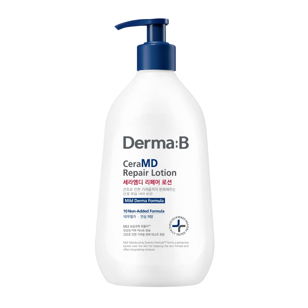 Derma B CeraMD Repair Lotion - Unscented Ceramide & Panthenol Body Moisturizer | 13.52 Fl. Oz.