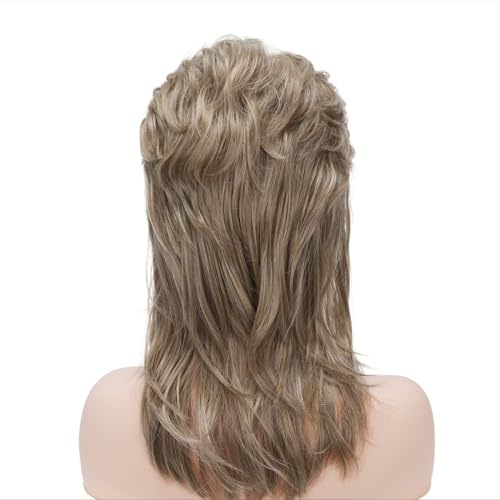 Daiaces Auburn Mullet Wig for Women 70s80s Disco Wig Shoulder Length Layered Heat Resistant Synthetic Hair Cosplay Daily Party Halloween