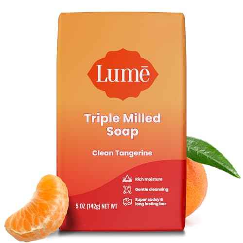 Lume Triple Milled Bar Soap - Rich Moisture & Gentle Cleansing - Paraben Free, Phthalate Free, Skin Safe - 5 ounce (Clean Tangerine)