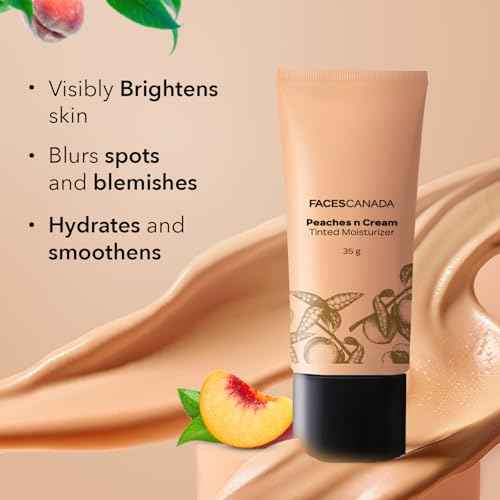 FACESCANADA Peaches n Cream Tinted Face Moisturizer | Lightweight Hydrating Formula with Natural Coverage & Radiant Glow | Blends Easily, Evens Skin Tone, Perfect for Daily Wear | 1.23 Oz (35g)
