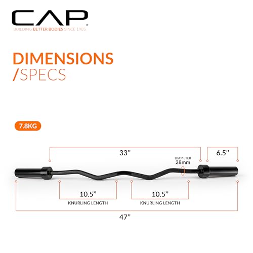 CAP Barbell 47-Inch Olympic EZ Curl Bar for 2-Inch Weight Plates | Multiple Options