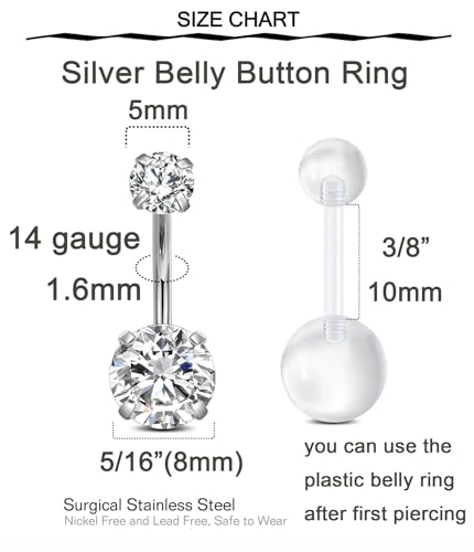 QWALIT Belly Button Piercing Kit Belly Piercing Kit Navel Piercing Kit Stainless Steel