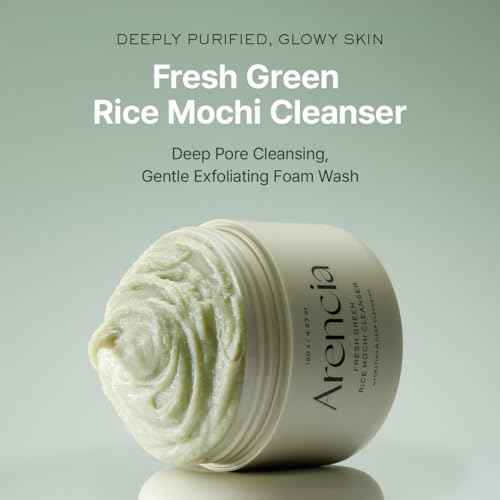 ARENCIA Korean Rice Mochi Face Cleanser - Face Wash, Gentle Scrub All in One for Deep Cleansing, Moisturizing, Pore Minimizing, Acne-Prone Skin, Removing Blackhead with Rice Water & Green Tea