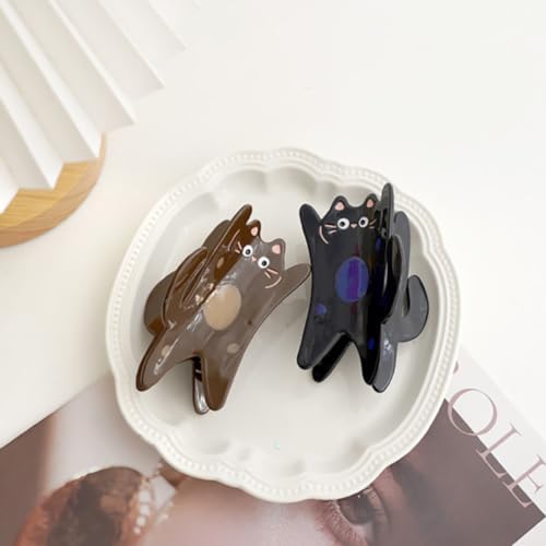 Funny Standing Cat Hair Clip,Acetate Claw Clips,Hair Clips for Women,Black