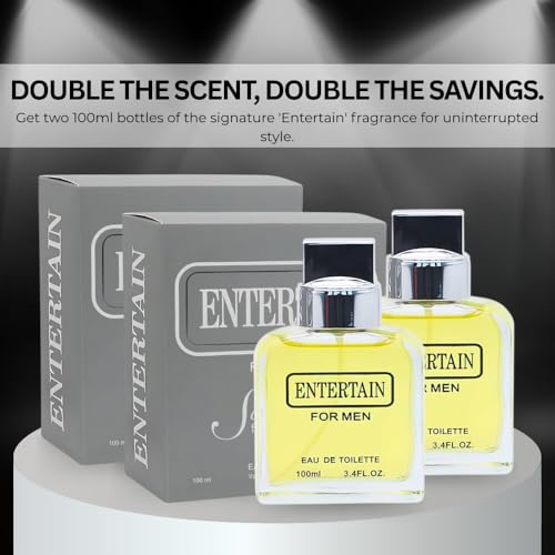 Cologne for Men 2-Pack ? Entertain for Men Duo ? Lavender, Lemon, Sage & Sandalwood Notes ? Fresh, Woody, Masculine, Long-Lasting Eau de Parfum Set 2 ¡¿ 3.4 fl oz