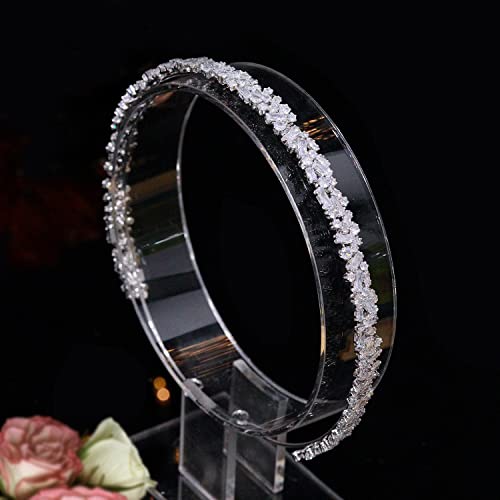 Jorsnovs Full Cubic Zirconia Flower Shape Women Headbands Tiaras for Wedding Bridal Zircon Hairband Birthday Queen Party Sweet 16 Headpieces