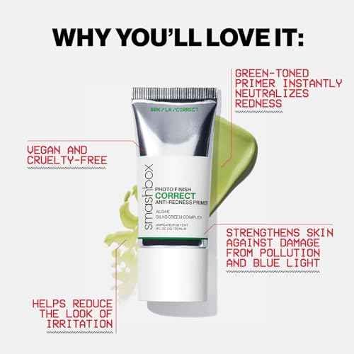 Smashbox Photo Finish Correct Anti-Redness Makeup Primer | Neutralizes Redness and Appearance of Irritation | Silkscreen Complex, Algae, Rose + Mushroom