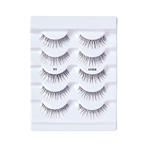 KISS Look So Natural False Eyelashes Multipack 03, Cruelty Free, Vegan, Contact Lens Friendly, Easy to Apply, Includes 5 Pairs of Reusable Strip Lashes