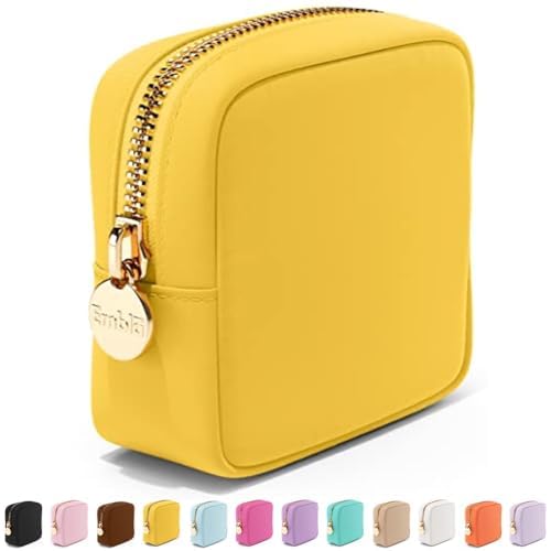 Embla Makeup Bag Travel Cosmetics Pouch and Toiletry Bag, Nylon Zipper Pouch Purse, Cute Make Up Organizer Storage Tote for Women Girls, Waterproof Travel Skincare Case, Small Makeup Bags, Banana