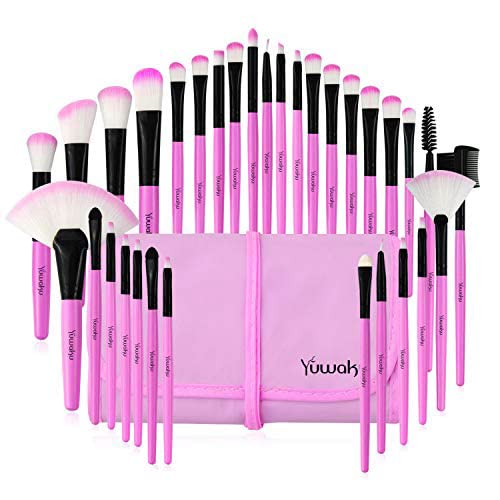 Makeup Brush Set, 32 Pcs Make up Brushes Professional Face Eye Shadow Foundation Blush Lip Makeup Brushes Powder Cosmetics Blending Brush Tool with the bag G-Bright purple