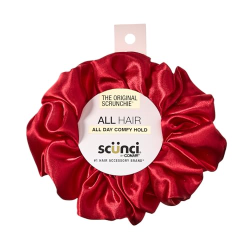 Scunci by Conair The Original Scrunchie hair accessories - hair accessories for women - Jumbo Size in Washable Black Nylon Silk- 1 Count