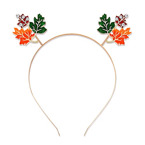 NVENF Thanksgiving Headband Autumn Fall Hairbands for Women Rhinestone Letter ‘GIVE THANKS’ ‘HAPPY FALL’ Gold Hair Hoop Thanksgiving Party Favors Hair Accessory Gifts (Turkey 3)