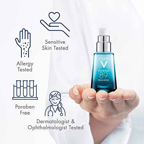 Vichy Mineral 89 Eye Serum, Hyaluronic Acid and Caffeine Cream, Under Eye Cream For Dark Circles, Hydrating & Puffiness Reducer, Opthalmologist Tested