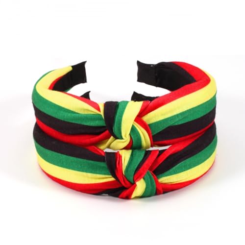 Ardorchid Rasta Headbands African Jamaica Juneteenth knotted Headband for Women Girls Elastic Hairband Hair Hoop No Slip Hair Accessories Gifts