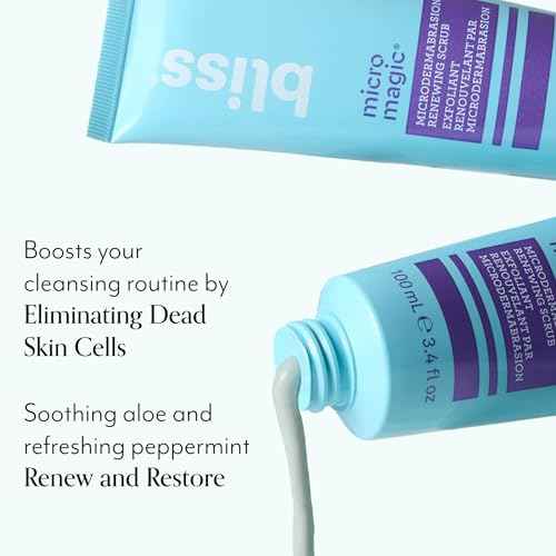 Bliss Micro Magic Skin-renewing Microdermabrasion Scrub | Smoothing Volcanic Pumice & Purifying Kaolin Clay | Refreshed Glow Straight-from-the-Spa | Tightens Pores & Brightens Skin | 3.4 fl oz
