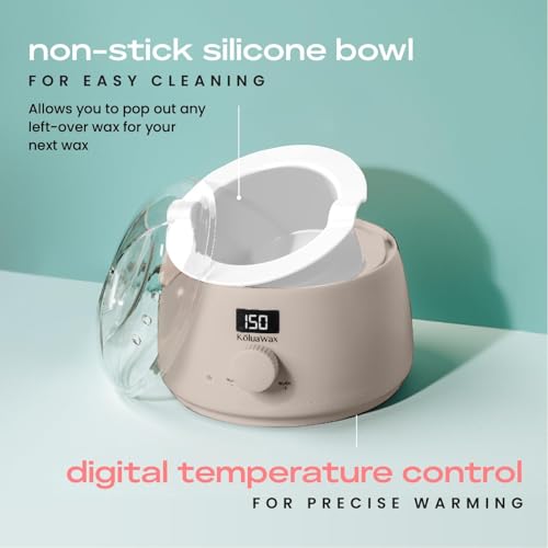 KoluaWax Premium Waxing Kit for Women - Hot Melt Hard Wax Warmer for Hair Removal, Eyebrow, Bikini, Legs, Face, Brazilian Wax - Machine, 4-Pack Beads, Accessories, Sand