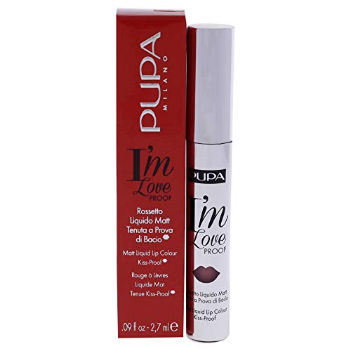 Pupa Milano I Am Love Proof Matt Liquid Lip Color - Gives Super-Intense Colour - Offers A Matte, Velvety Effect - Ultra-Comfortable Texture Adheres Perfectly To Lips - 012 Burgundy Red - 0.09 OZ