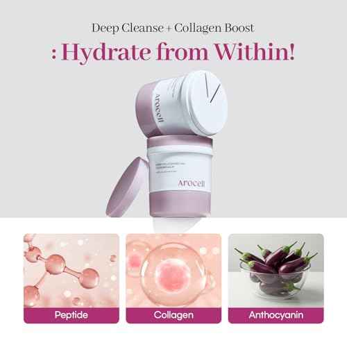 AROCELL Super Collagen Melting Balm 3.53oz ? Korean Makeup Remover Balm for Blackhead Care, Deep Pore Care with Peptides & Collagen Hydration, Nourishing Daily Face Wash Skincare