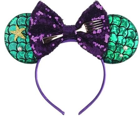 AQOKKA 1 Pcs Mouse Ears Headbands with Bow for Birthday Party, Hair Hoop Party Decoration Cosplay Costume Hair Accessories for Women & Girls