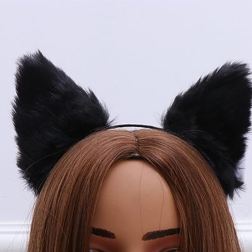 PartyKindom White Head Band Black Bandana Headband Black Outfit Toddler Clothes Party Headband Cute Plush Party Hair Hoop Cat Headband Furry Ear Wolf Ears Props Animal Cat Fox Girl Child Bulk