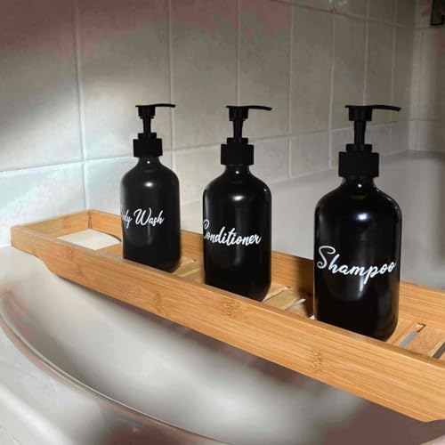 Shower Soap Dispenser(16.9 Oz/Black),Shampoo Dispenser with Plastic Pump,Shampoo and Conditioner Bottles,Shower Dispenser for Bathroom,Refillable Shampoo and Conditioner Bottles,3 Pack Shampoo Bottles